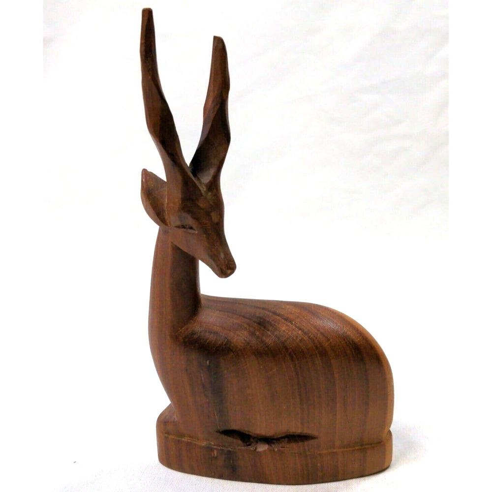 Vintage Besmo Hand Carved Wooden Antelope/Gazelle Made in KENYA